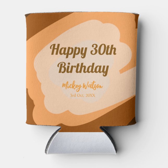 Happy 30th birthday rustic wooden Halloween fall b Can Cooler (Front)