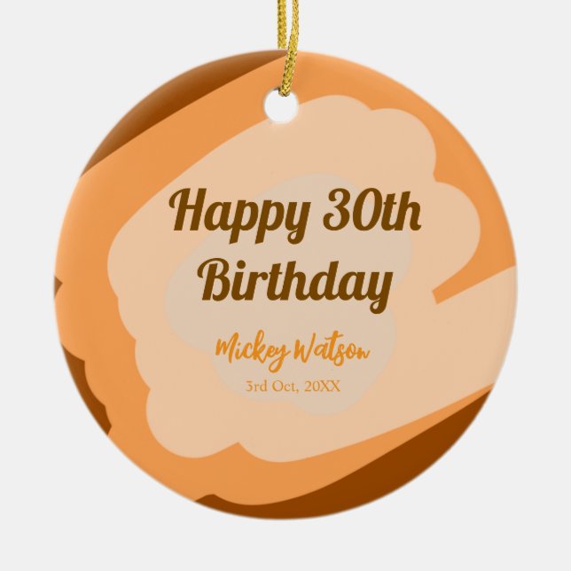 Happy 30th birthday rustic wooden Halloween fall b Ceramic Tree Decoration (Front)