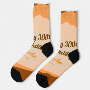 Happy 30th birthday rustic wooden Halloween fall b Socks