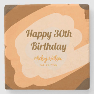 Happy 30th birthday rustic wooden Halloween fall b Stone Coaster