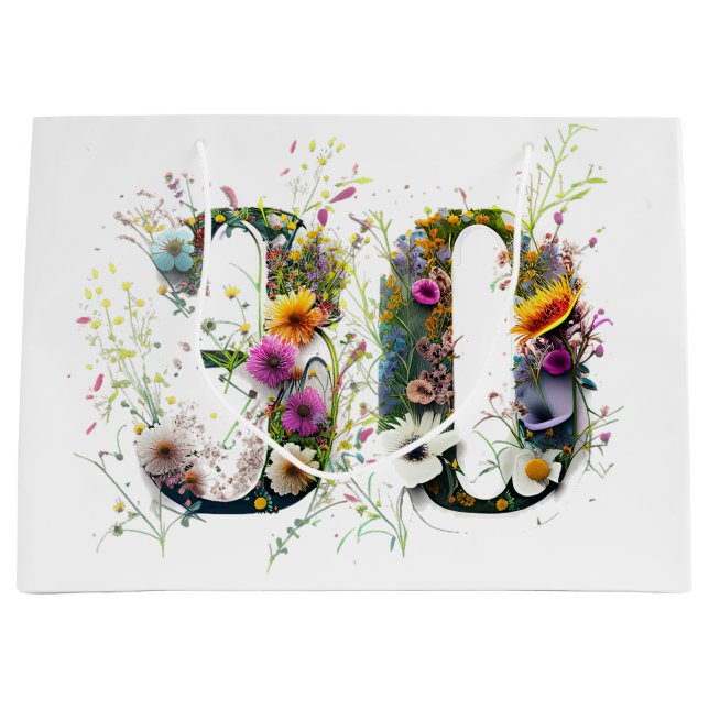 Happy 30th Birthday Wildflowers Happy Birthday Large Gift Bag (Front)