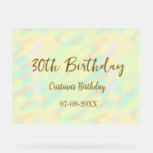 Happy 30th birthday yellow orange watercolor moder acrylic sign