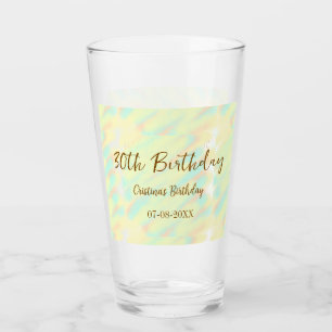 Happy 30th birthday yellow orange watercolor moder glass