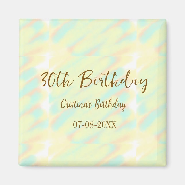 Happy 30th birthday yellow orange watercolor moder magnet (Front)