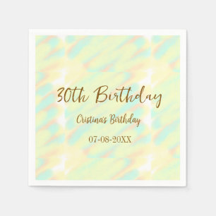Happy 30th birthday yellow orange watercolor moder napkin