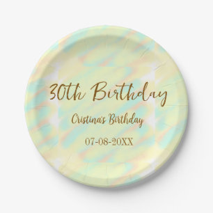 Happy 30th birthday yellow orange watercolor moder paper plate