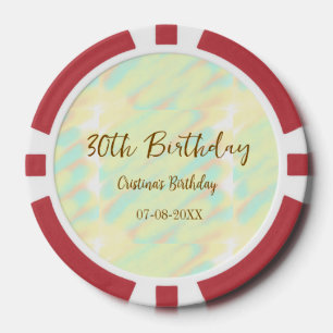 Happy 30th birthday yellow orange watercolor moder poker chips
