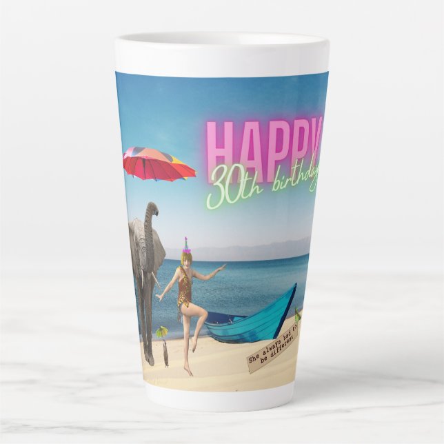 Happy 30th Fun & Funky Birthday  Latte Mug (Front)