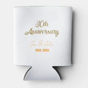 Happy 30th wedding anniversary golden orange vinta can cooler