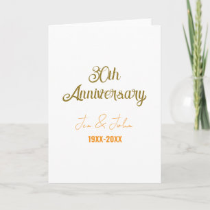 Happy 30th wedding anniversary golden orange vinta card