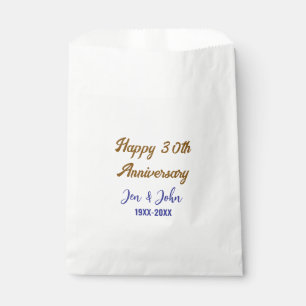 Happy 30th wedding anniversary royal blue golden s favour bags