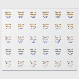Happy 30th wedding anniversary royal blue golden s wrapping paper