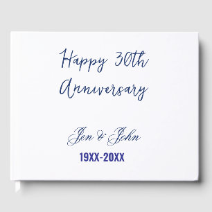Happy 30th wedding anniversary royal blue trendy m guest book