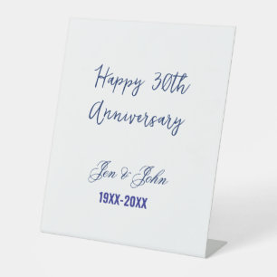 Happy 30th wedding anniversary royal blue trendy m pedestal sign
