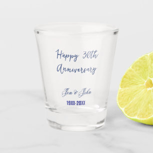 Happy 30th wedding anniversary royal blue trendy m shot glass