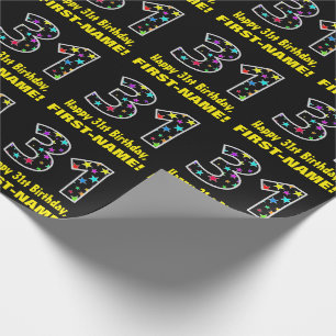 Happy 31st Birthday, Fun Colourful Stars Pattern 3 Wrapping Paper