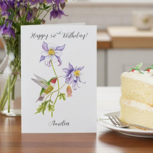 Happy 32nd Birthday Columbine with Hummingbird Card