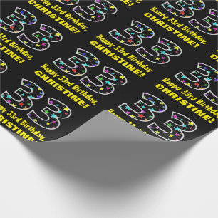 Happy 33rd Birthday, Fun Colourful Stars Pattern 3 Wrapping Paper