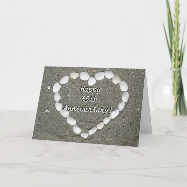 Happy 35th Anniversary Seashell heart card (Front)