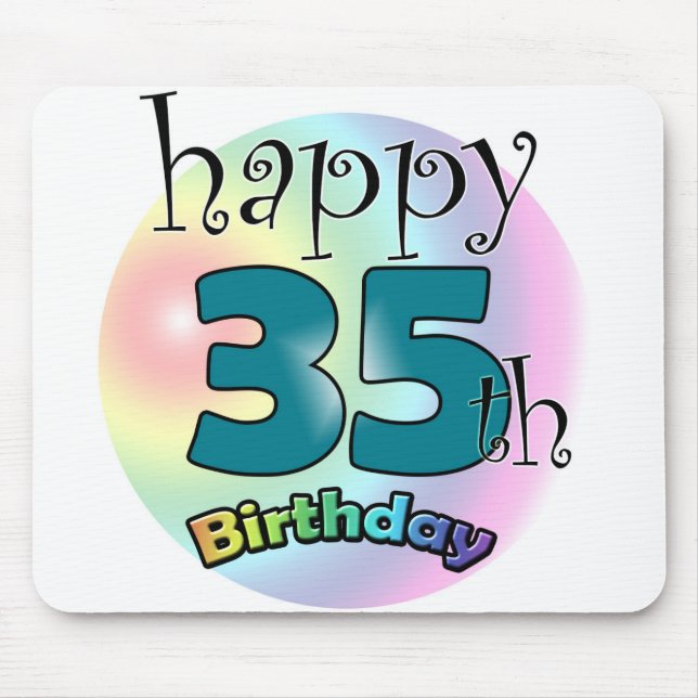 Happy 35th birthday (blauw) mouse mat (Front)