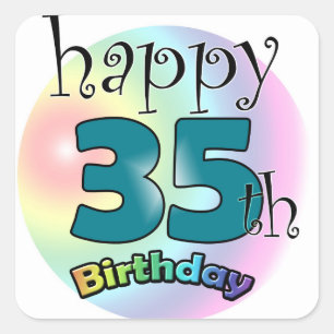 Happy 35th Birthday (blauw) Square Sticker