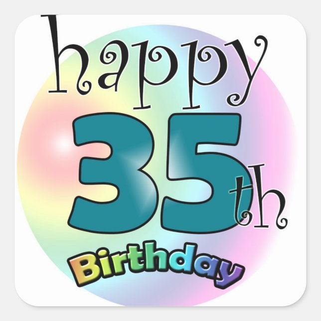 Happy 35th Birthday (blauw) Square Sticker (Front)