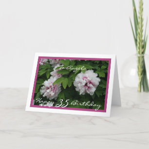 Happy 35th Birthday Customisable w/ Peonies Card