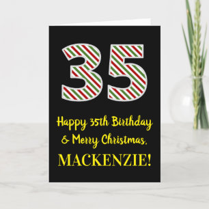 Happy 35th Birthday & Merry Christmas, Custom Name Card
