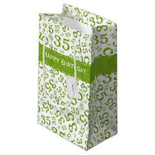 Happy 35th Birthday Number Pattern Green/White Small Gift Bag