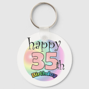 Happy 35th Birthday (roze) Key Ring