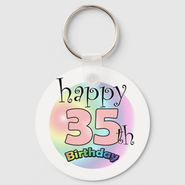 Happy 35th Birthday (roze) Key Ring (Front)