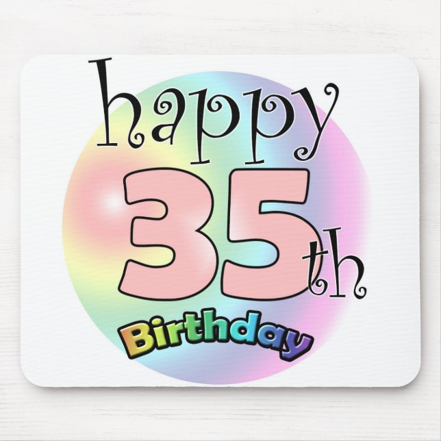 Happy 35th birthday (roze) mouse mat (Front)