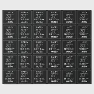 HAPPY 37TH BIRTHDAY; Art Deco Style w/ Custom Name Wrapping Paper