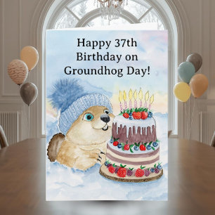 Happy 37th Groundhog Day Birthday Card