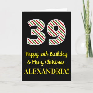 Happy 39th Birthday & Merry Christmas, Custom Name Card