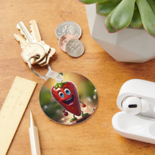 Happy 3D Animated Chilli Bean, Key Ring