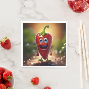 Happy 3D Animated Chilli Bean, Napkin