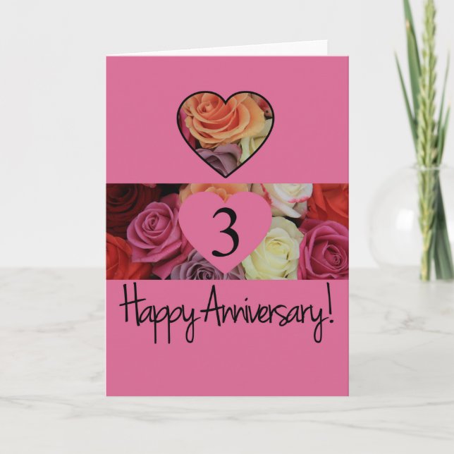 Happy 3rd Anniversary roses Card (Front)