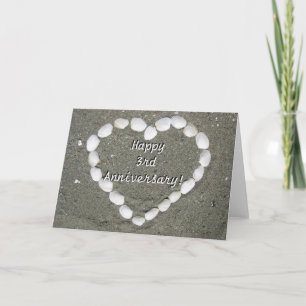 Happy 3rd Anniversary Seashell heart greeting card