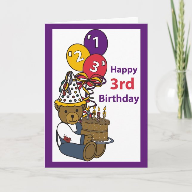 Happy 3rd Birthday Bear Card (Front)