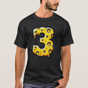 Happy 3rd Birthday Cheese 3 Years Old Number Boys  T-Shirt