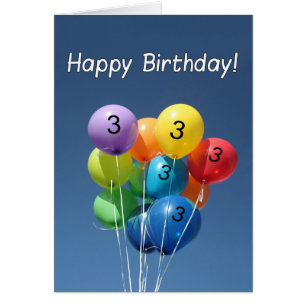 Happy 3rd Birthday Colored Balloons in a blue Sky