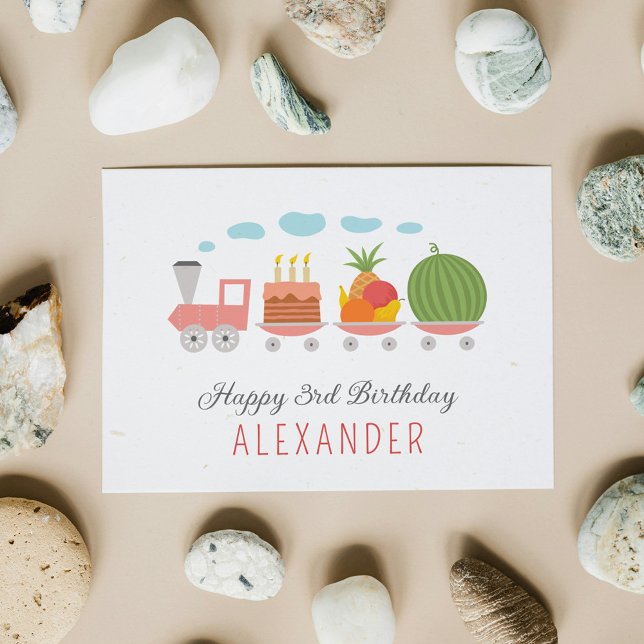 Happy 3rd Birthday Cute Toy Train Cake Card (Creator Uploaded)