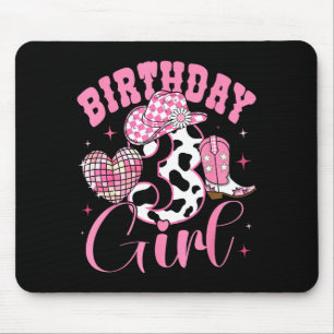 Happy 3rd Birthday Girl Outfit Rodeo Western Cowgi Mouse Mat
