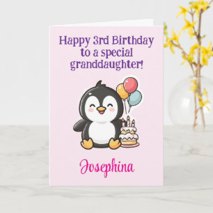 Happy 3rd Birthday Granddaughter, Penguin  Card