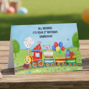 Happy 3rd Birthday Grandson Birthday Train Card