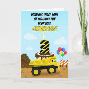 Happy 3rd Birthday Grandson Dump Truck  Card