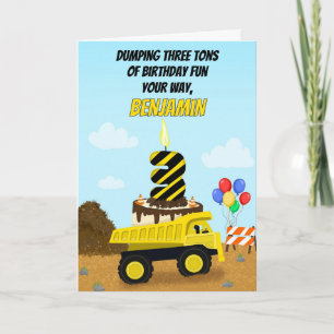 Happy 3rd Birthday Personalise Dump Truck  Card