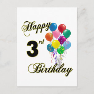 Happy 3rd Birthday Post Cards and Birthday Cards