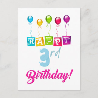 Happy 3rd Birthday Postcard